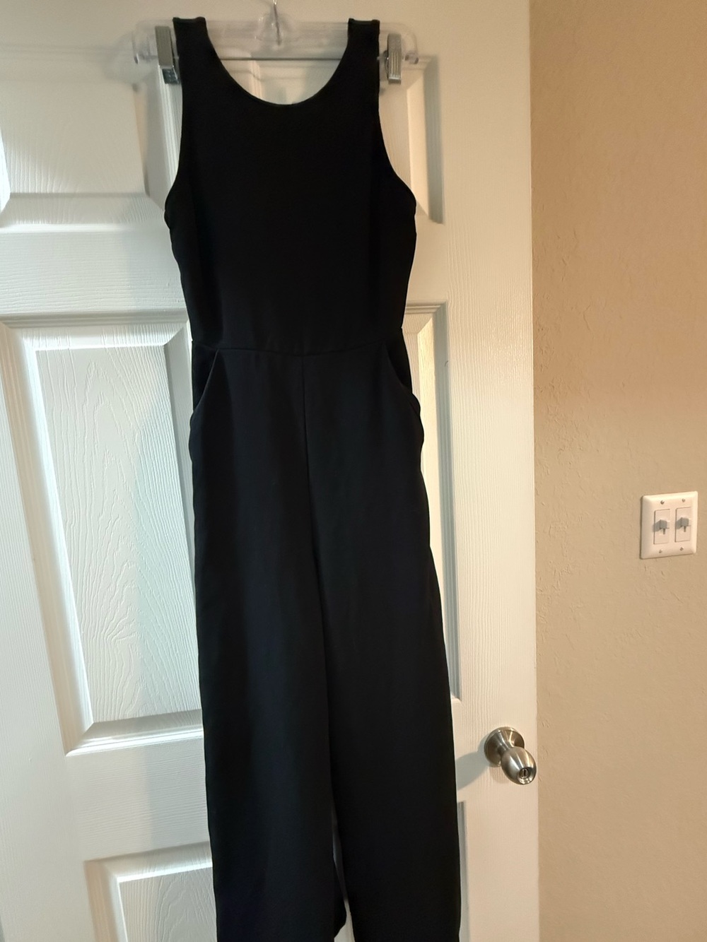 Lush Black Sleeveless Wide Leg Jumpsuit with Pockets Size XS